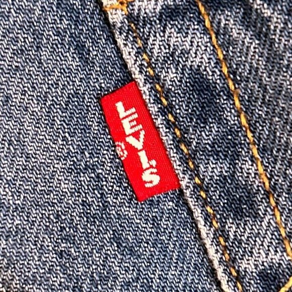 Levis Premium 501 High Rise Cropped Jeans Frayed Hem Med Wash Size 28 Cap E Logo - Picture 5 of 12